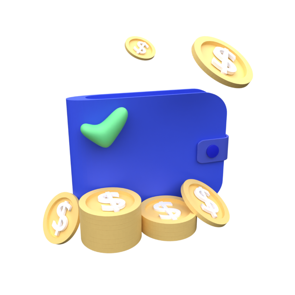 unique 3d render wallet coin icon .Trendy and modern in 3d style. png