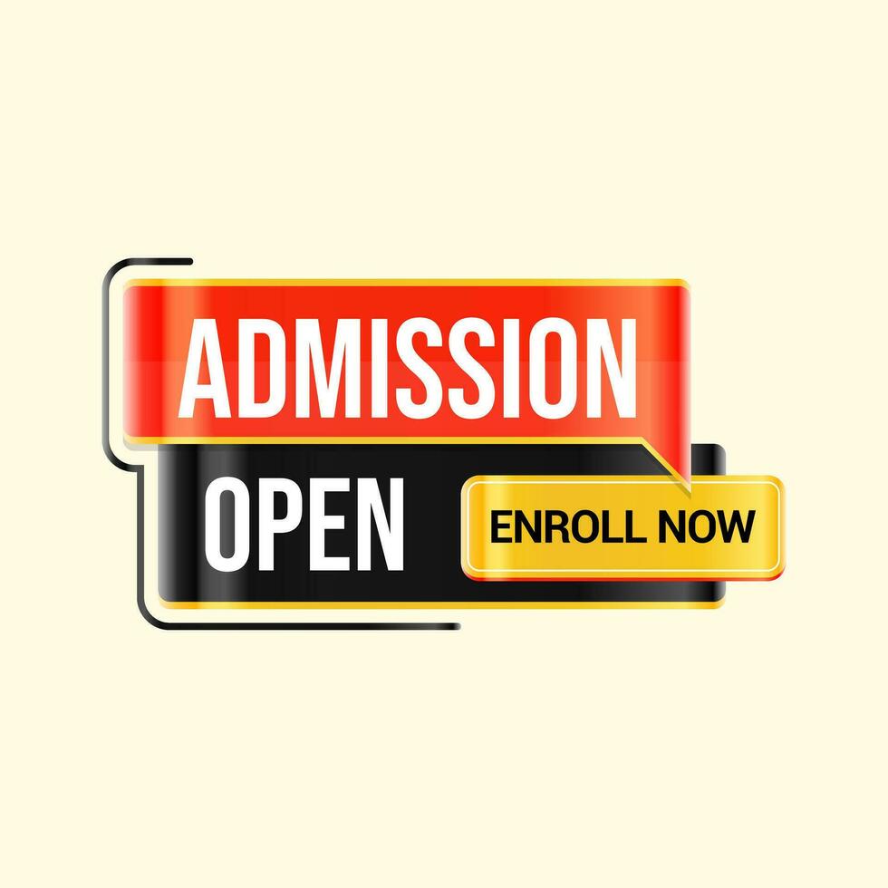 flat design admission open enroll now label clipart vector