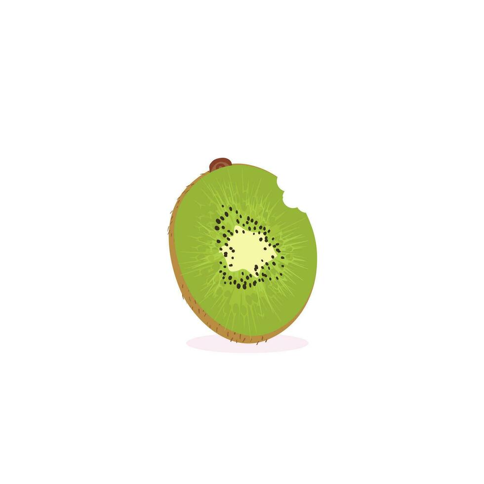 Kiwi Fruit Icon Set Vector Design. Ripe whole kiwi fruit and half kiwi fruit isolated on white background. Chinese gooseberry half cross section flat color vector icon for food apps and websites