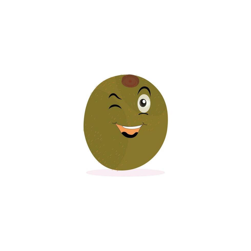 Cute kiwi cartoon. with happy facial expressions and different pose. Cartoon character of slice of kiwi with various chef emoticons vector