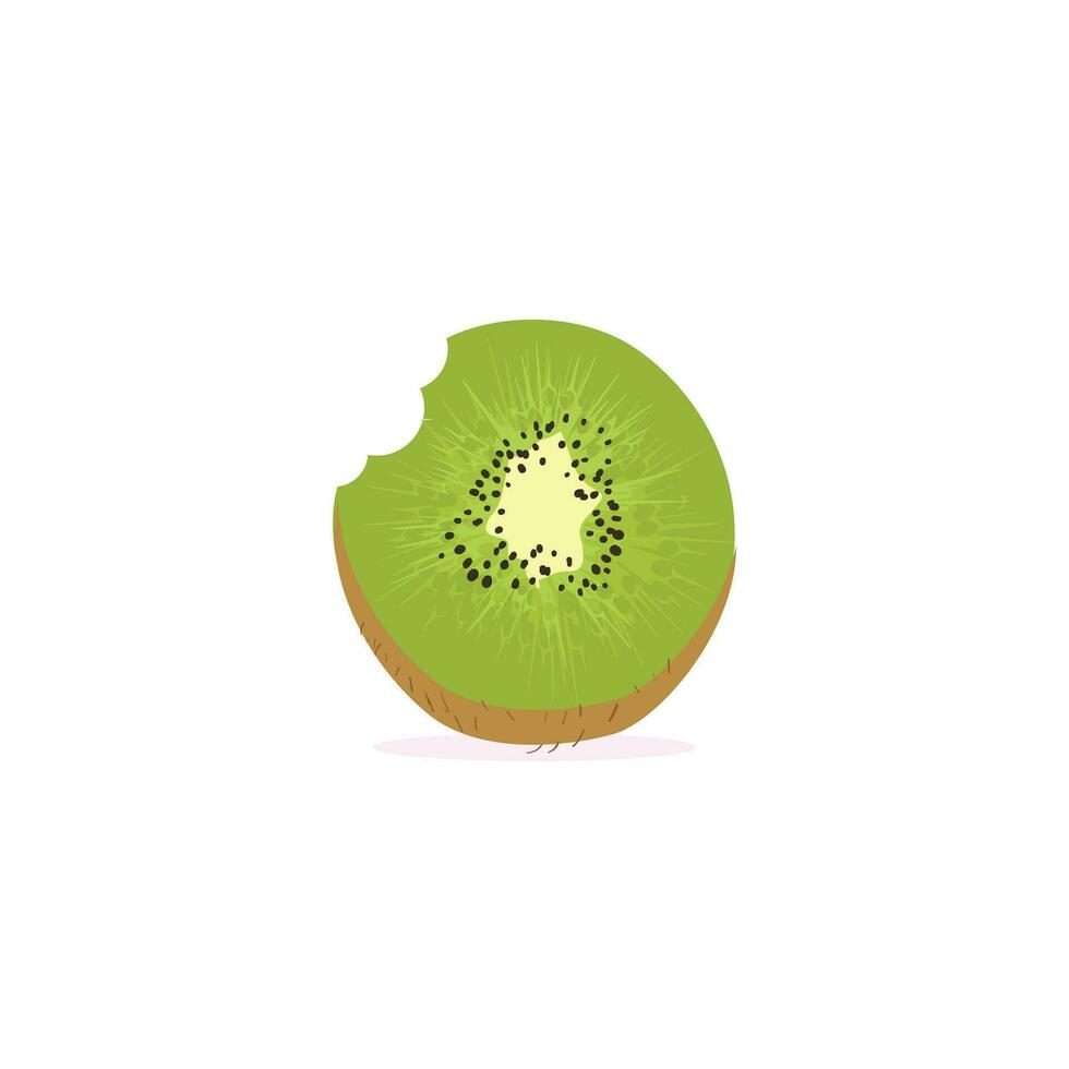 Kiwi Fruit Icon Set Vector Design. Ripe whole kiwi fruit and half kiwi fruit isolated on white background. Chinese gooseberry half cross section flat color vector icon for food apps and websites