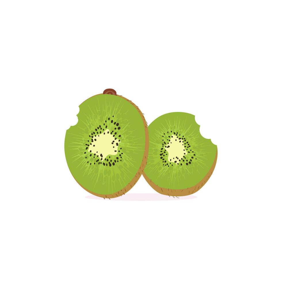 kiwi Fruta icono conjunto vector diseño. maduro todo kiwi Fruta y medio kiwi Fruta aislado en blanco antecedentes. chino Grosella medio cruzar sección plano color vector icono para comida aplicaciones y sitios web