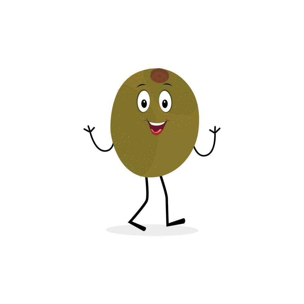 linda kiwi dibujos animados. con contento facial expresiones y diferente pose. dibujos animados personaje de rebanada de kiwi con varios cocinero emoticones vector