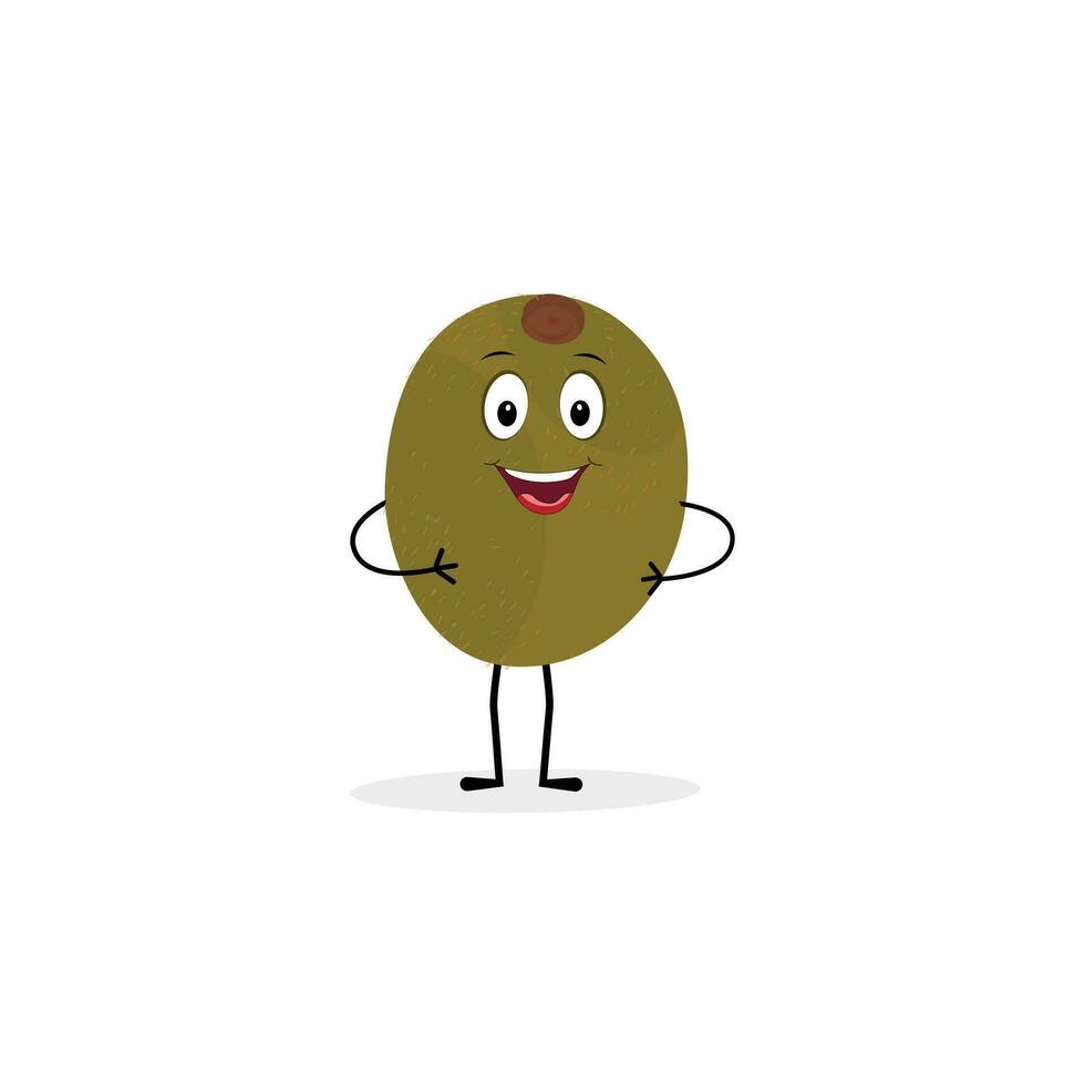 Cute kiwi cartoon. with happy facial expressions and different pose. Cartoon character of slice of kiwi with various chef emoticons vector