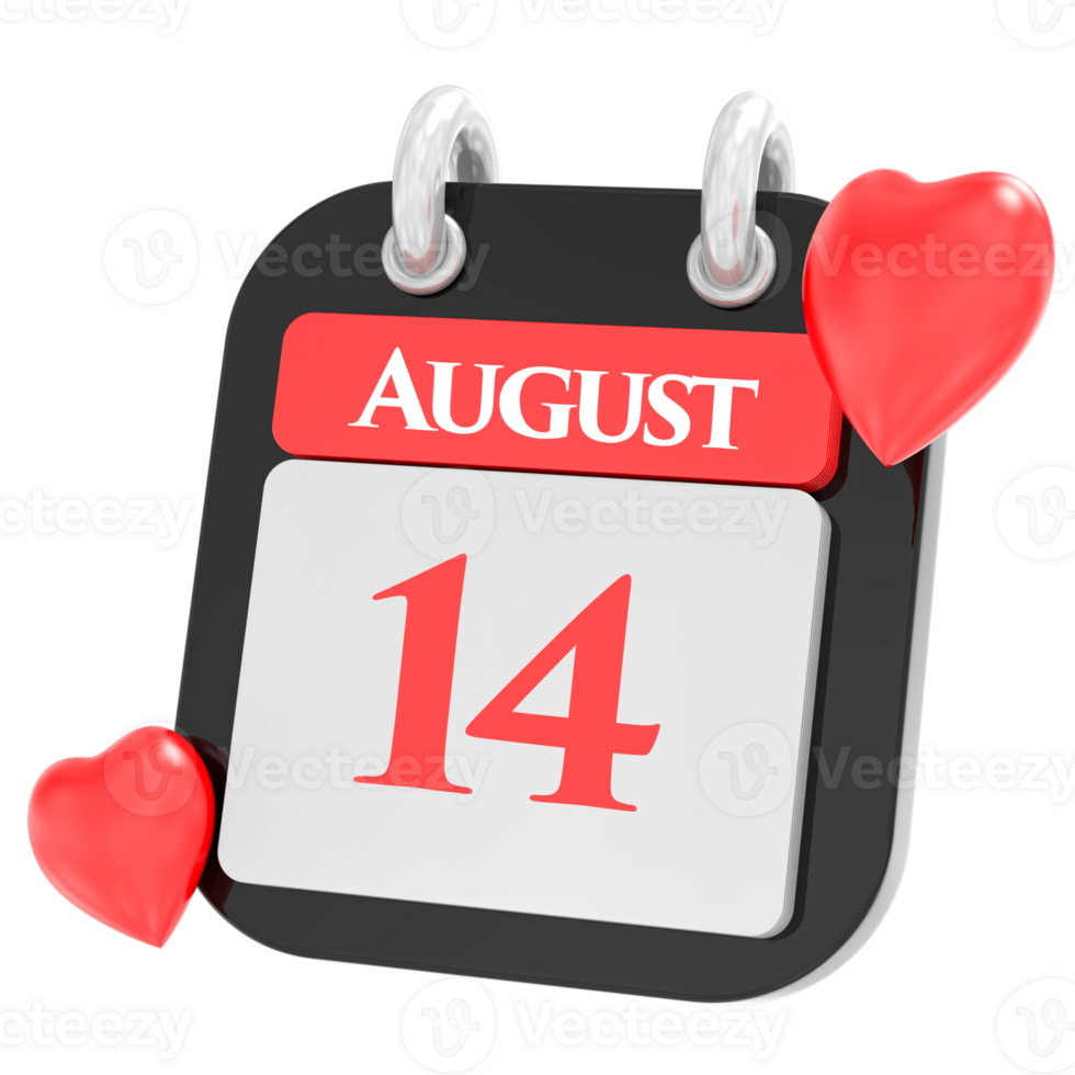 agosto con cuore mese giorno 14 png