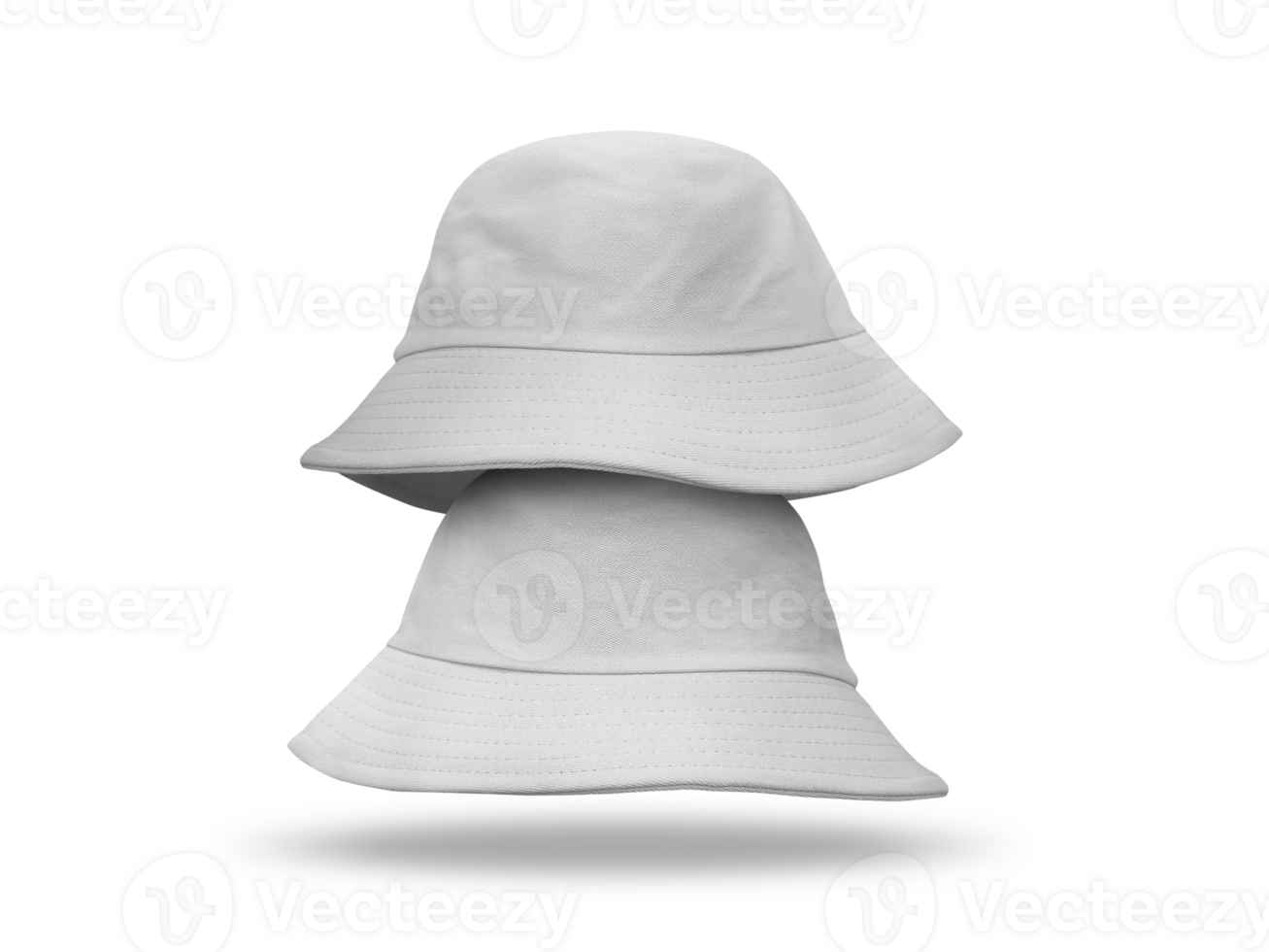 Two white bucket hats Isolated PNG transparent