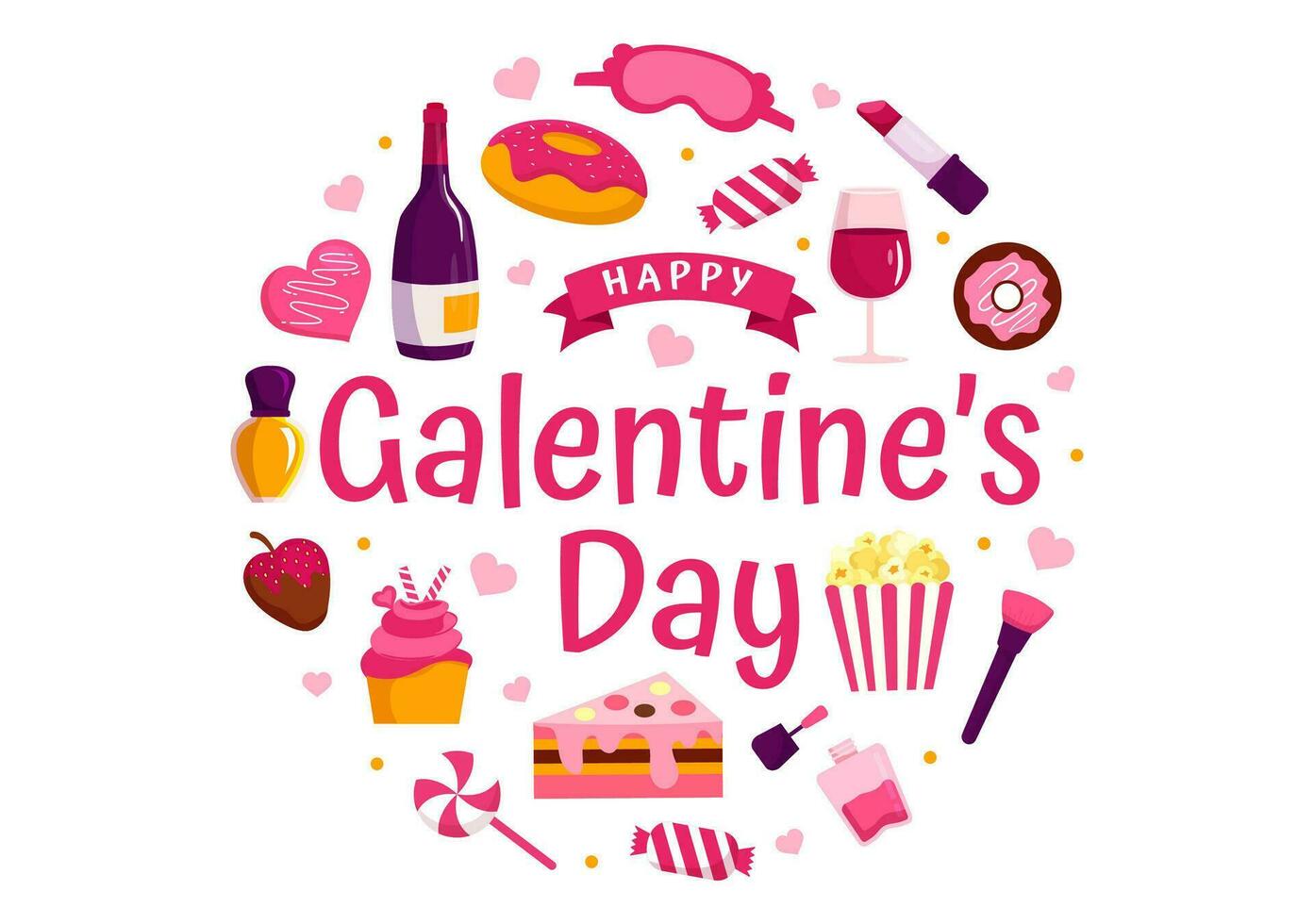 Happy Galentine's Day Vector Illustration on February 13th with Celebrating Women Friendship for Their Freedom in Flat Cartoon Background Design
