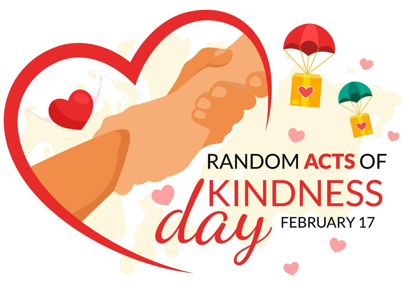 Random Acts of Kindness Vector Illustration on February 17th Various Small Actions to Give Happiness with Love in Flat Cartoon Background Design