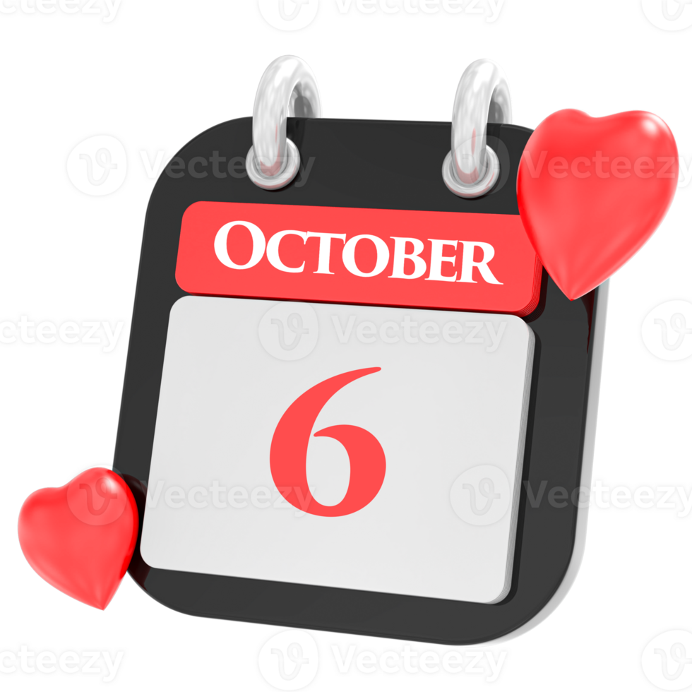 octubre con corazón mes día 6 6 png