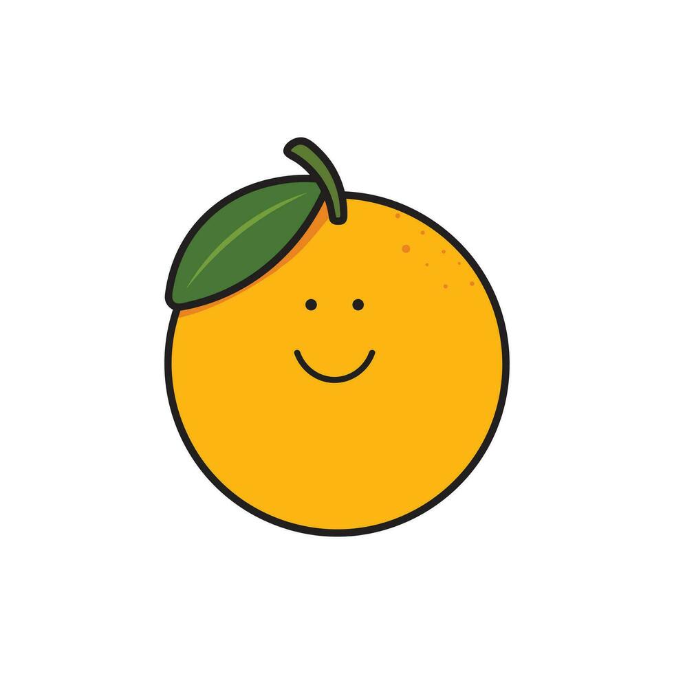 Vector illustration color children cute smiling fruit orange clipart