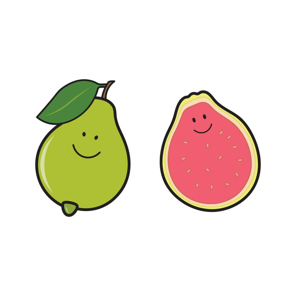 vector ilustración color niños sonriente Fruta guayaba clipart