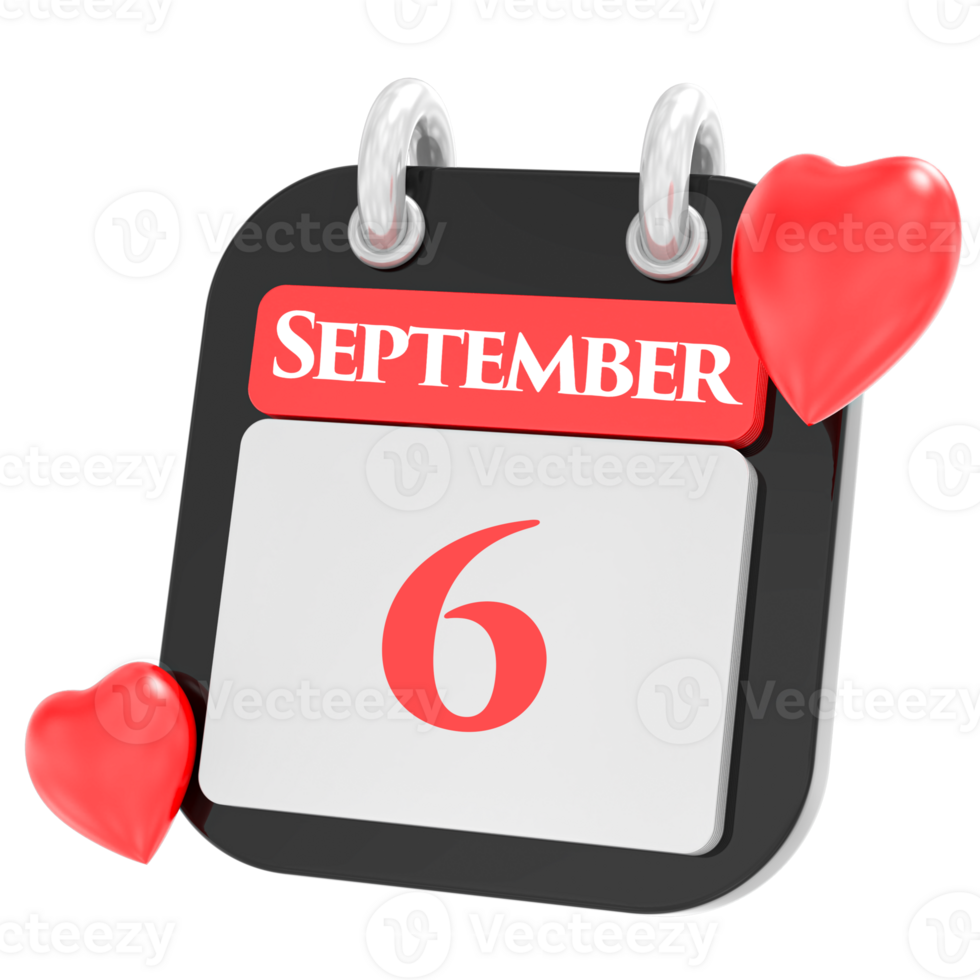 September mit Herz Monat Tag 6 png