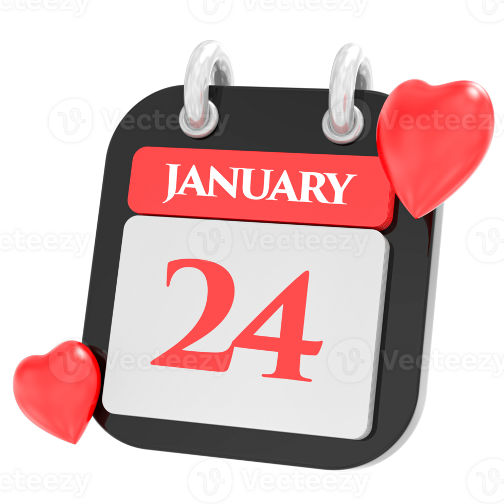 Heart For january month icon of day 24 png