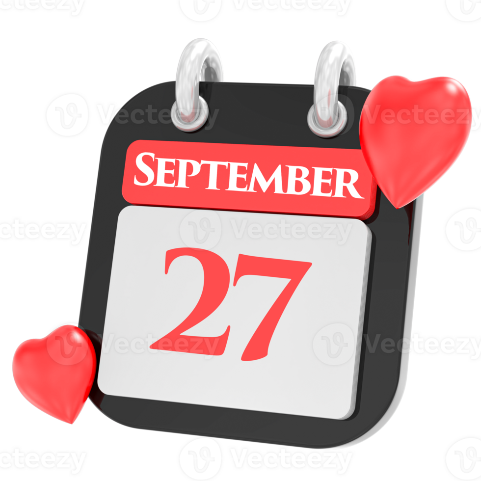 September mit Herz Monat Tag 27 png