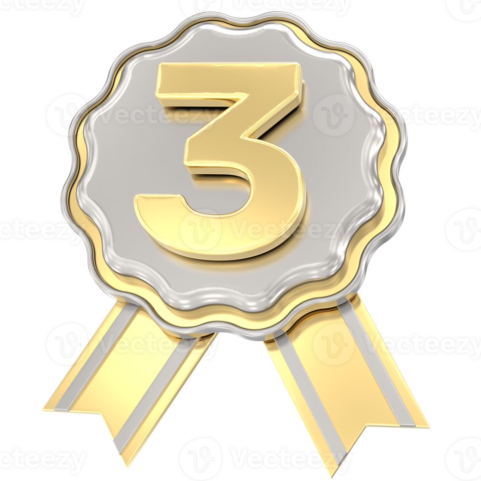 3 anniversaire d'or avec argent badge png