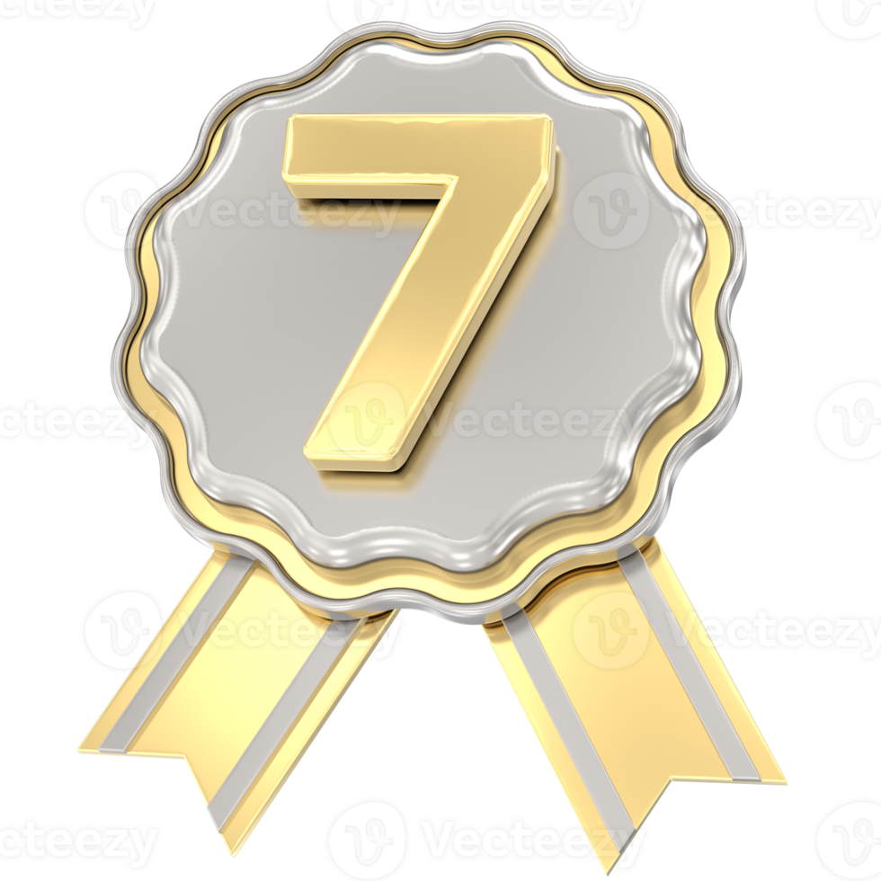 7 Anniversary Golden With Silver Badge png