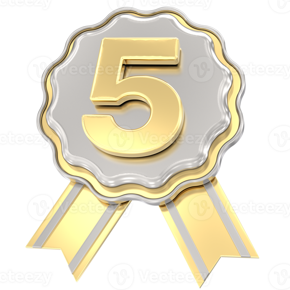 5 Anniversary Golden With Silver Badge png