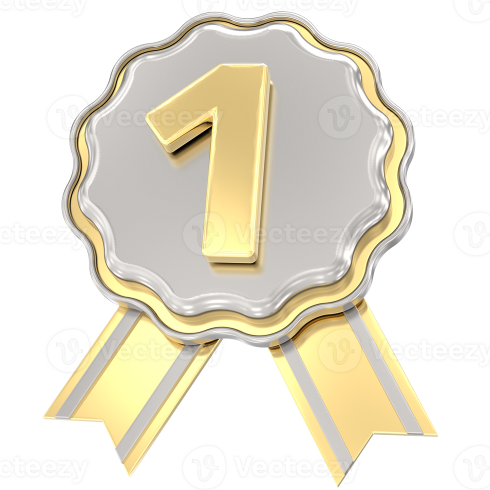 1 anniversaire d'or avec argent badge png