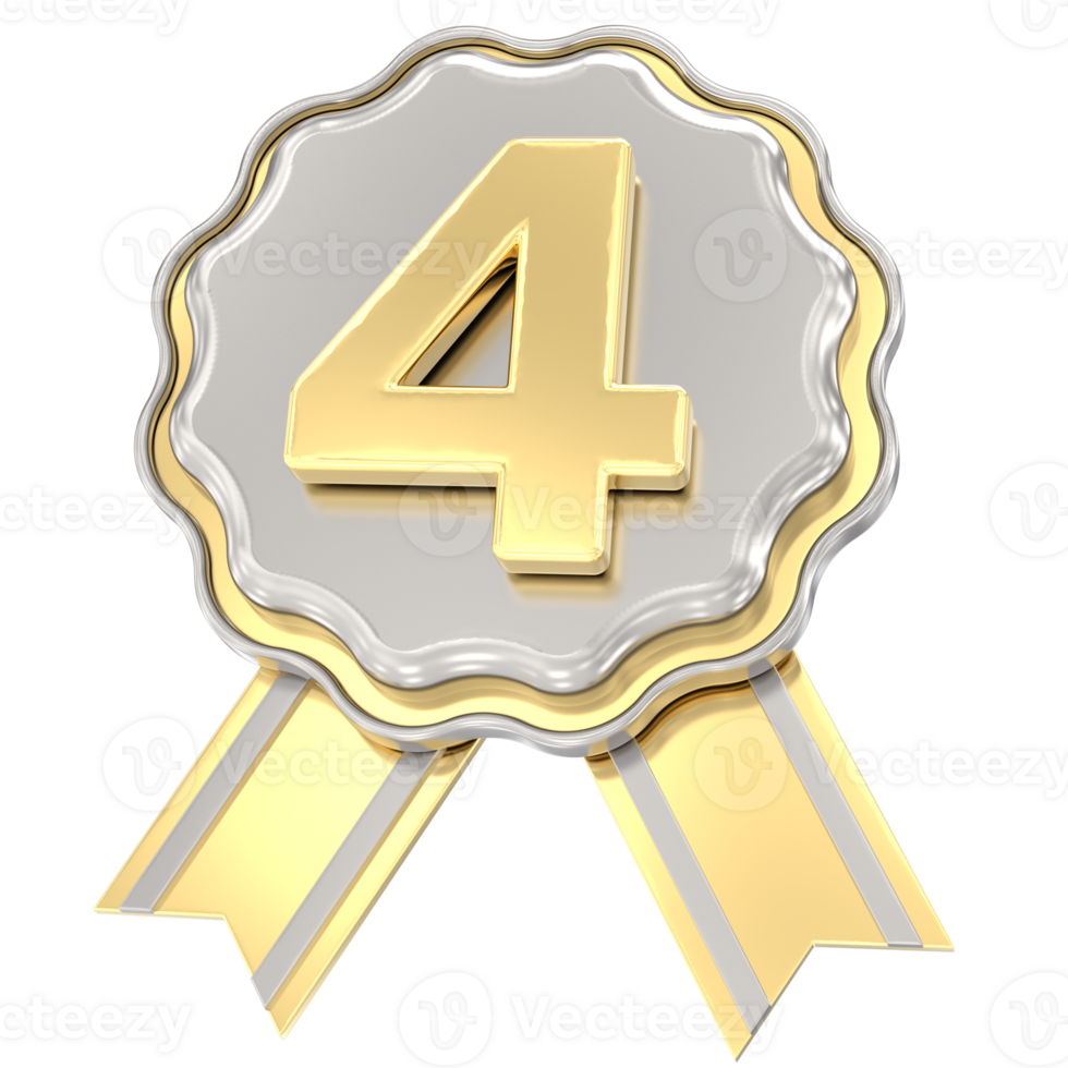 4 anniversaire d'or avec argent badge png