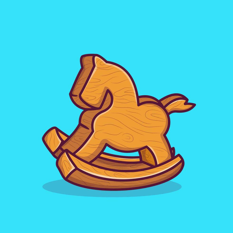 Wooden Horse Cartoon Vector Icon Illustration. Design Object Icon  Concept Isolated Premium Vector. Flat Cartoon Style