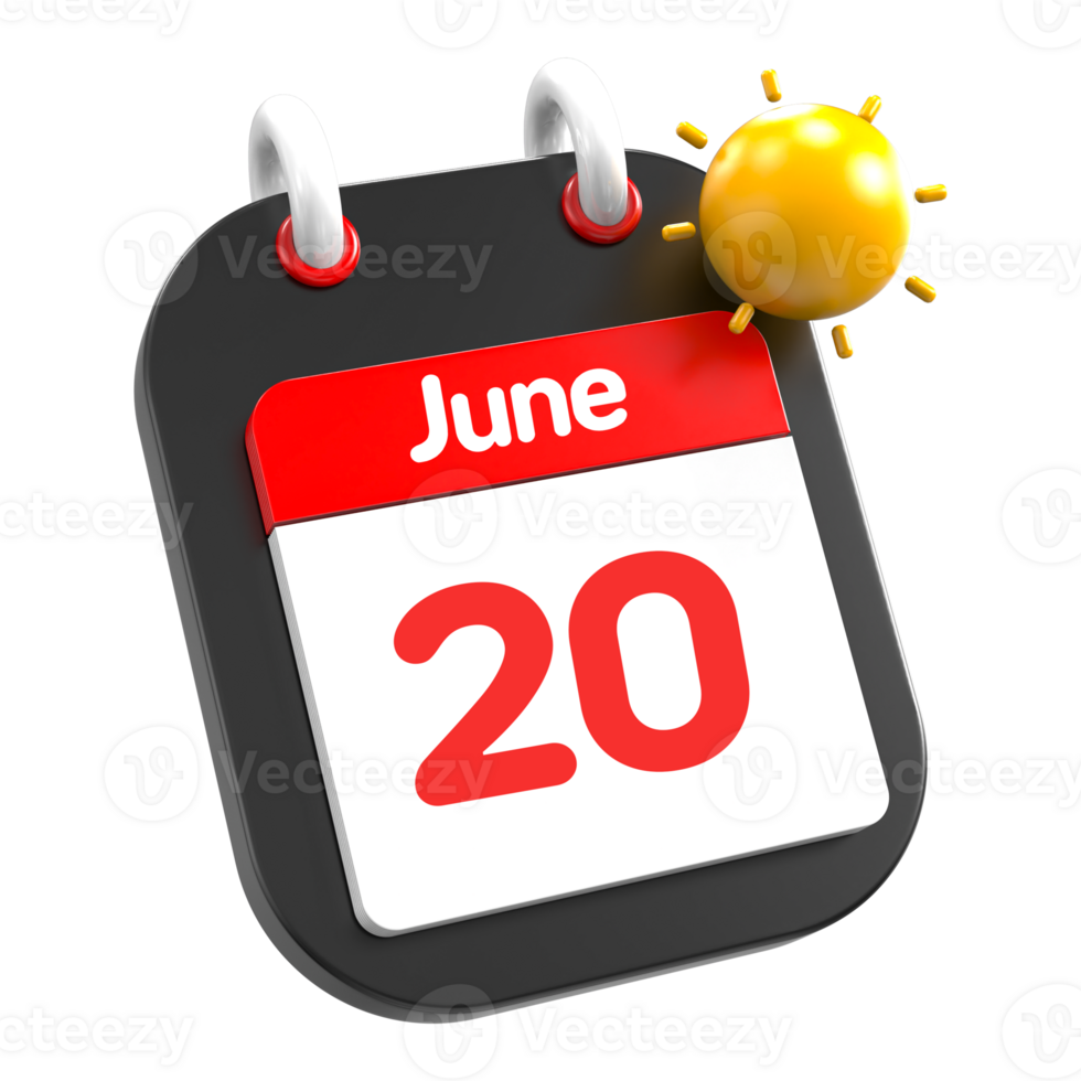June calendar date event icon illustration day 20 png