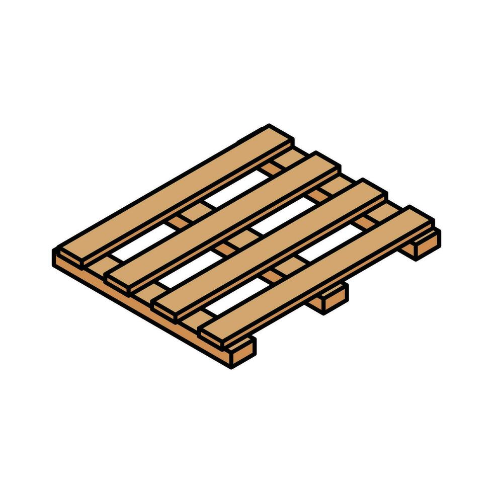 3d Isometric Isolated Wooden Pallet on white background vector