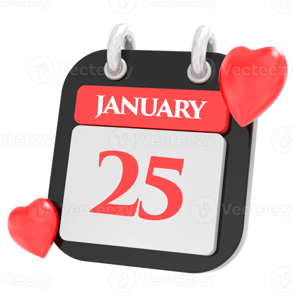 Heart For january month icon of day 25 png