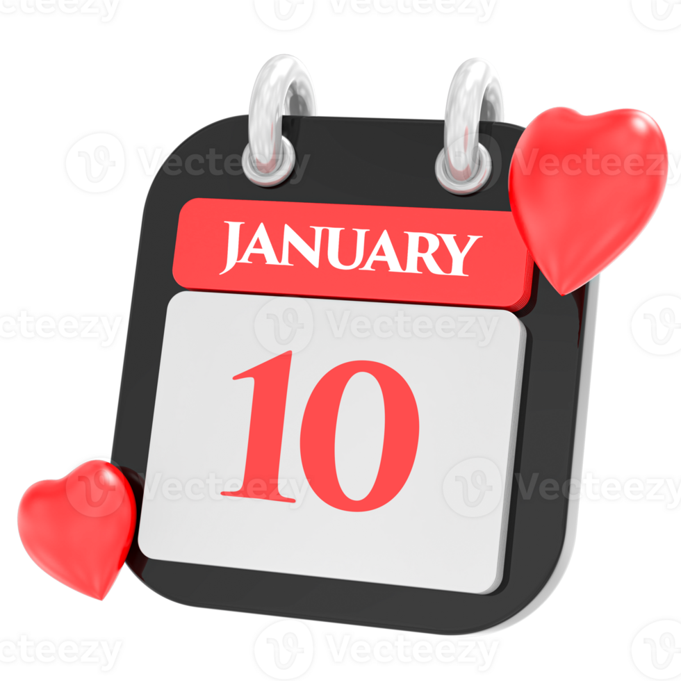 Heart For january month icon of day 10 png