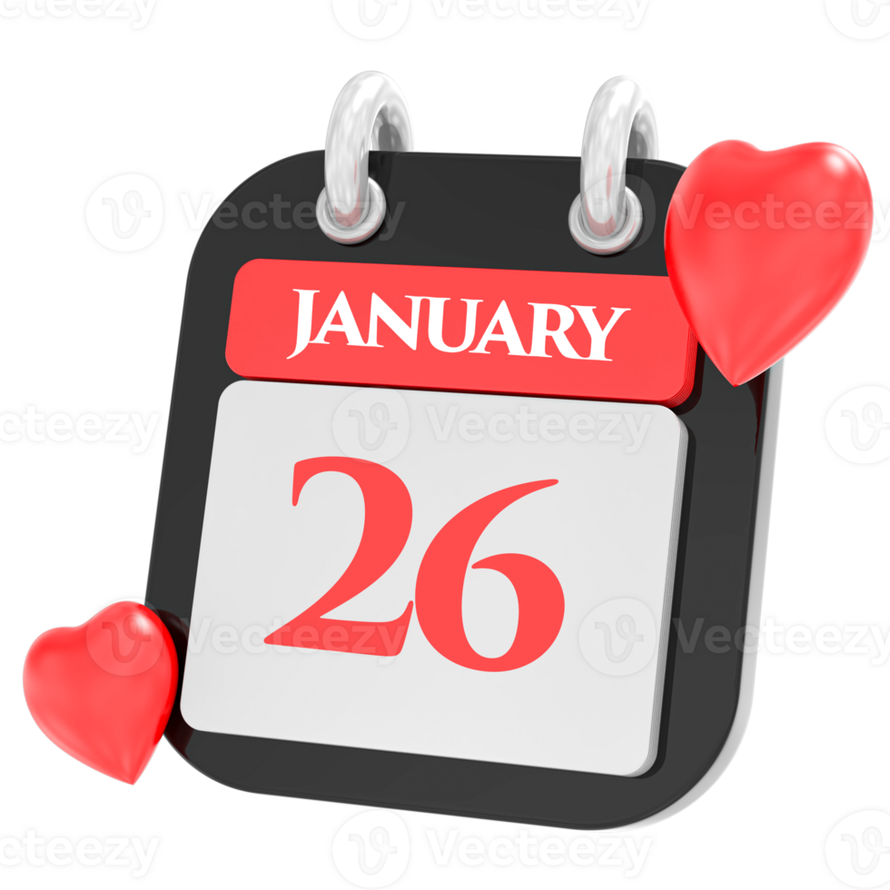 hjärta för januari månad ikon av dag 26 png