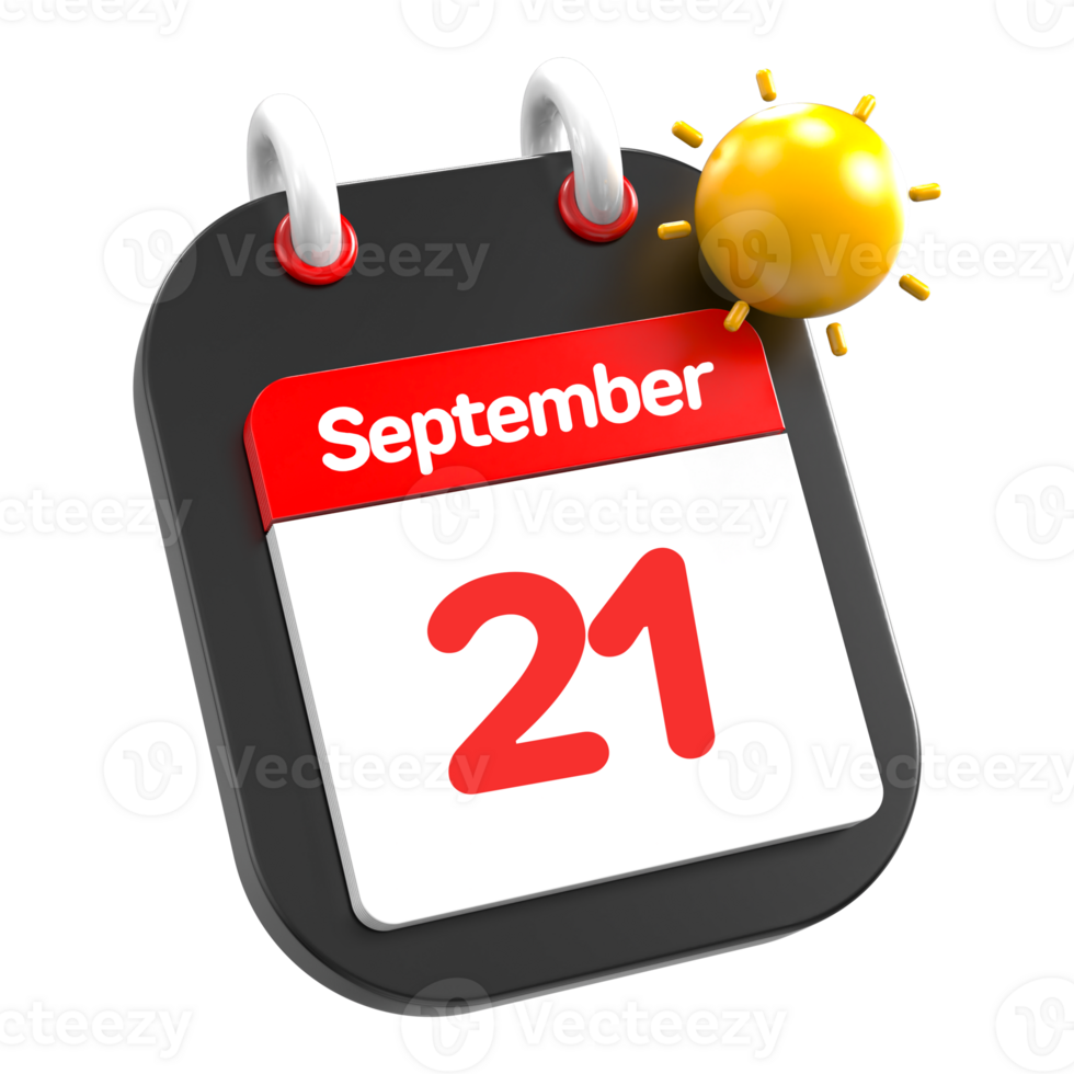 September calendar date event icon illustration day 21 png