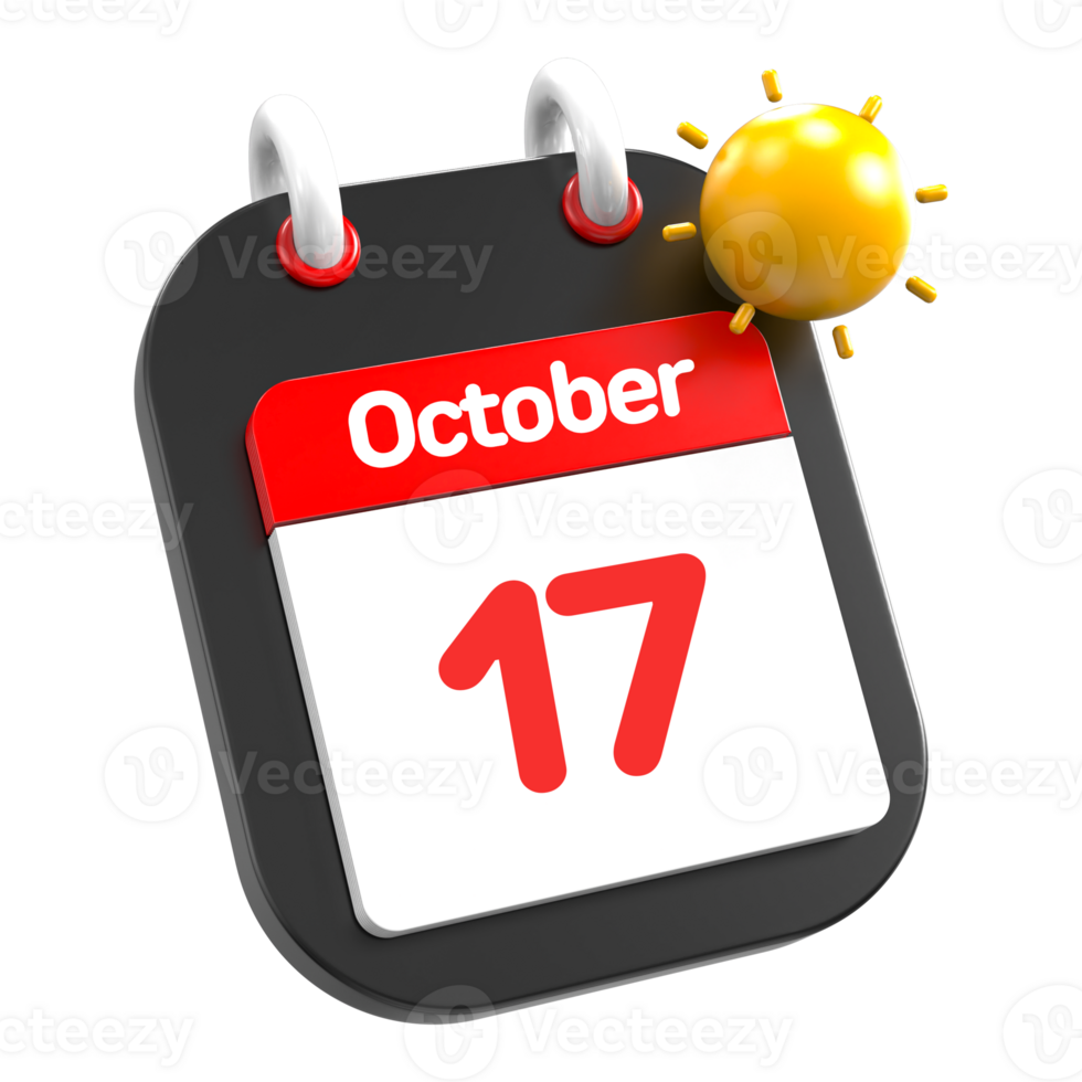 October calendar date event icon illustration day 17 png