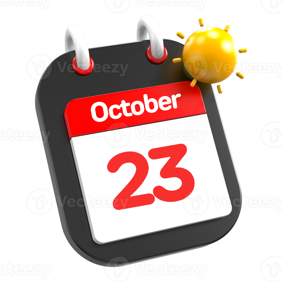 October calendar date event icon illustration day 23 png