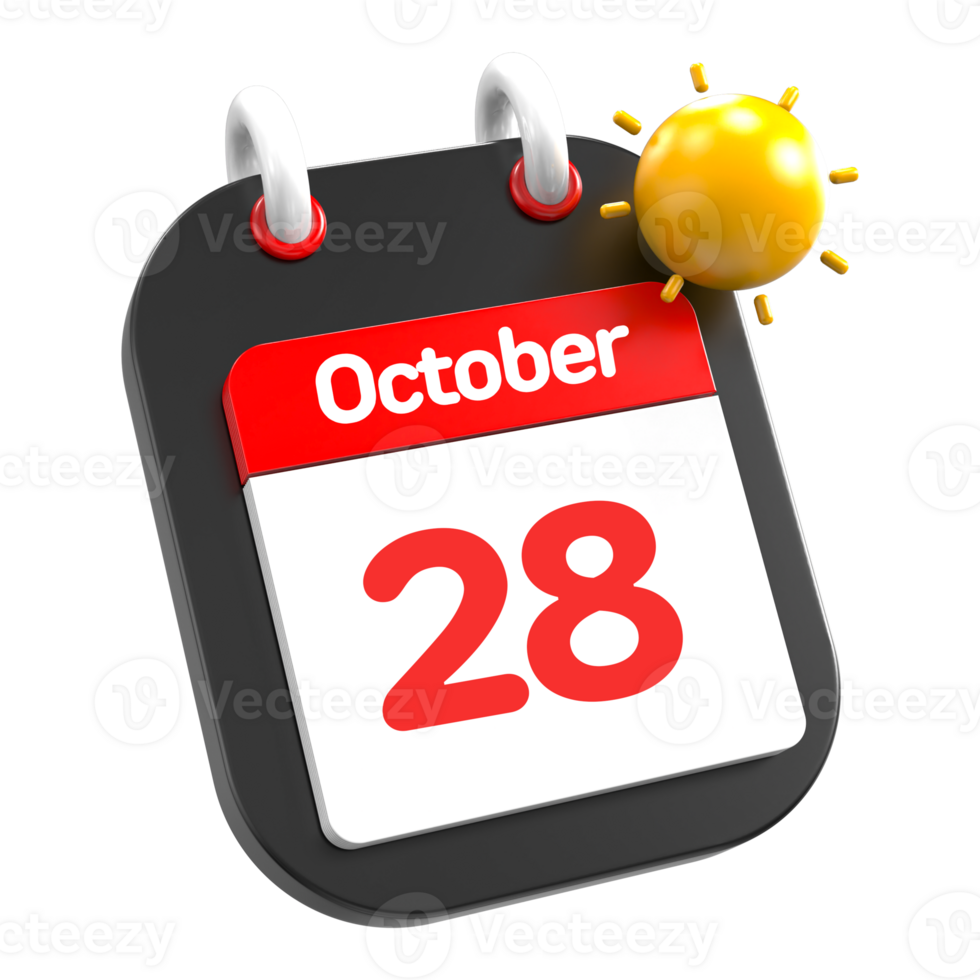 October calendar date event icon illustration day 28 png