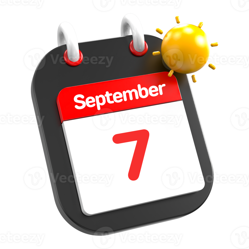 September Kalender Datum Veranstaltung Symbol Illustration Tag 7 png