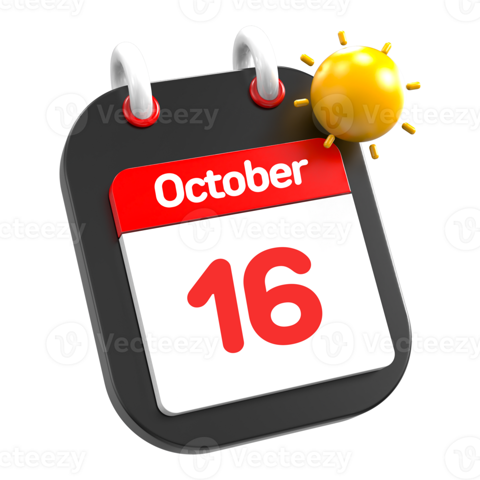 October calendar date event icon illustration day 16 png