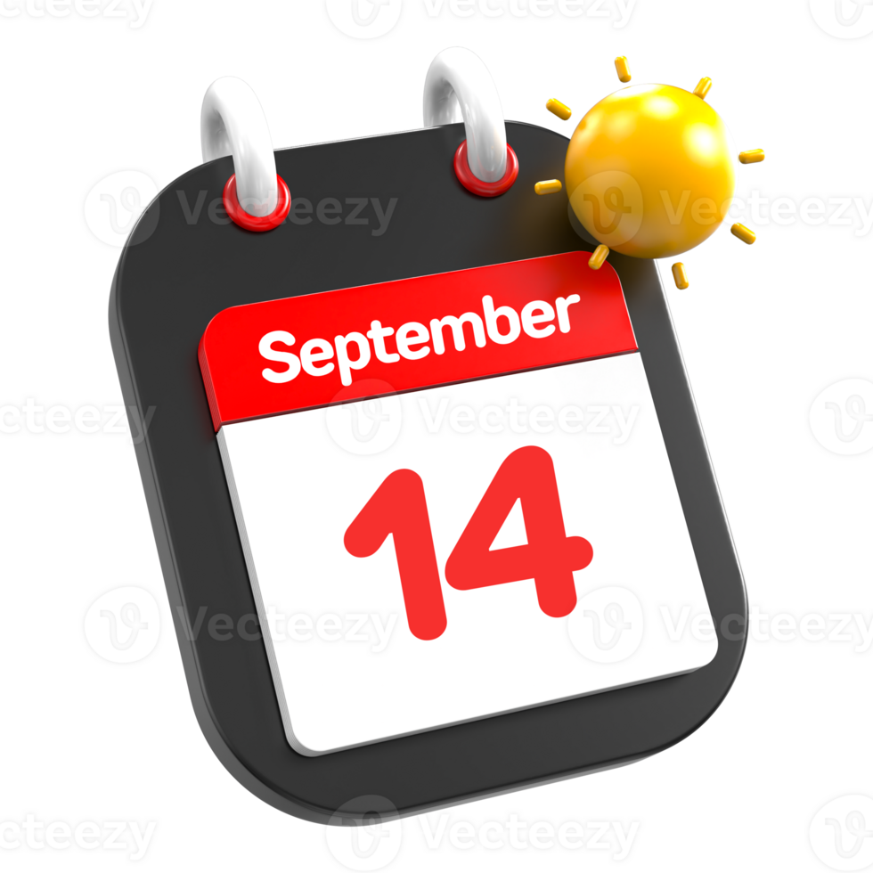 September calendar date event icon illustration day 14 png