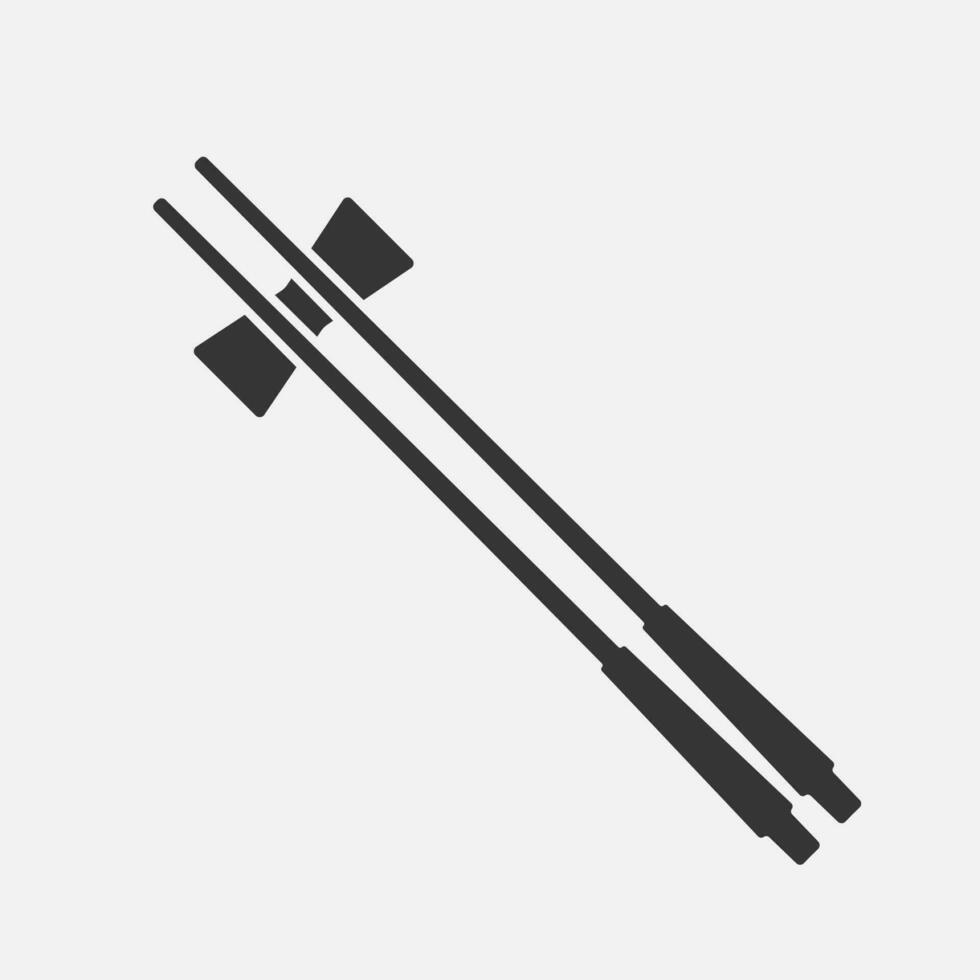 Chopsticks silhouette icon. Asia culture, cutlery for eating eastern food, japanese sushi, korean meal. Vector