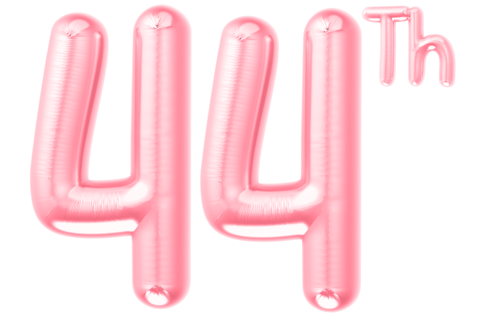 pink birthday balloons with the number on transparent background