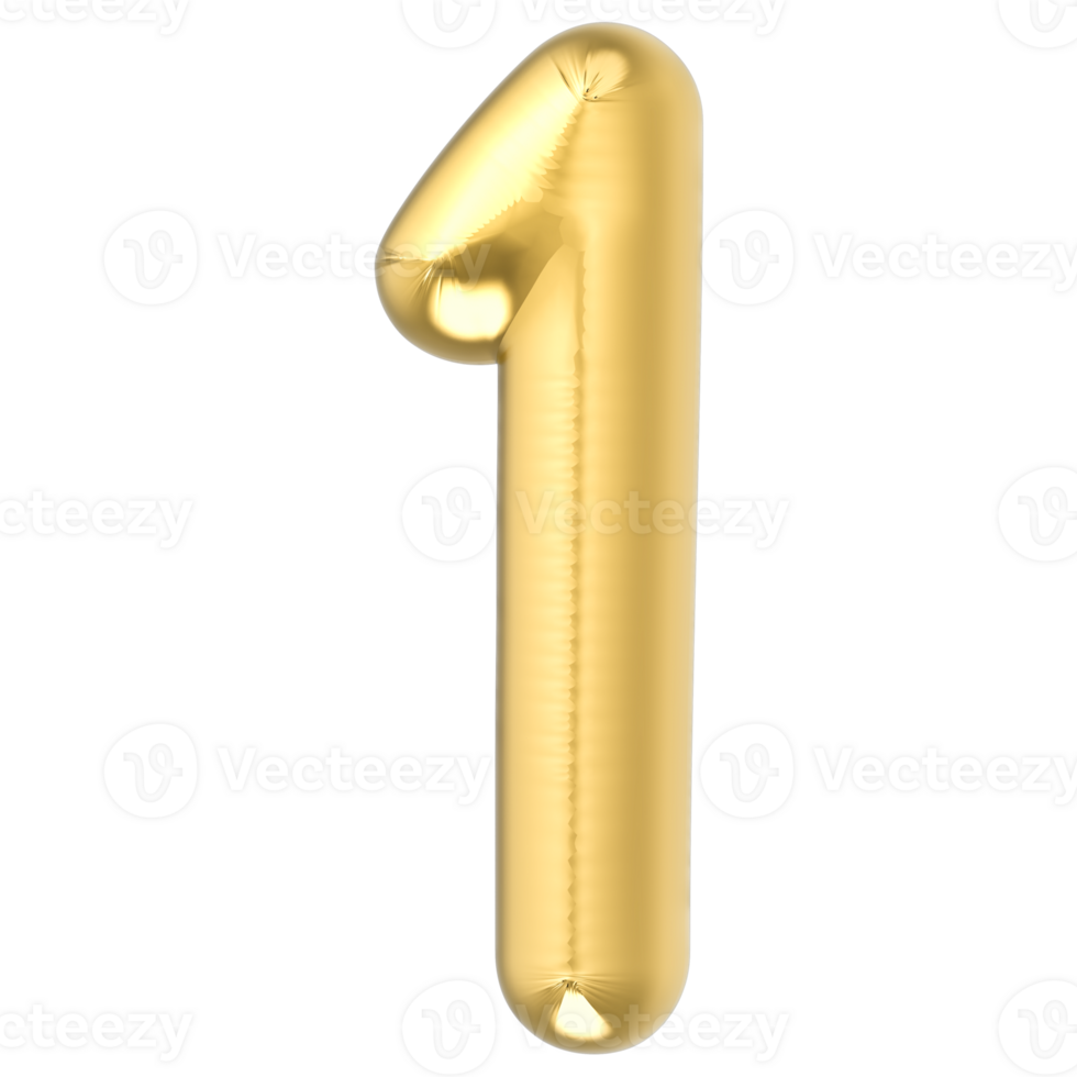 gold number one balloon on transparent background png