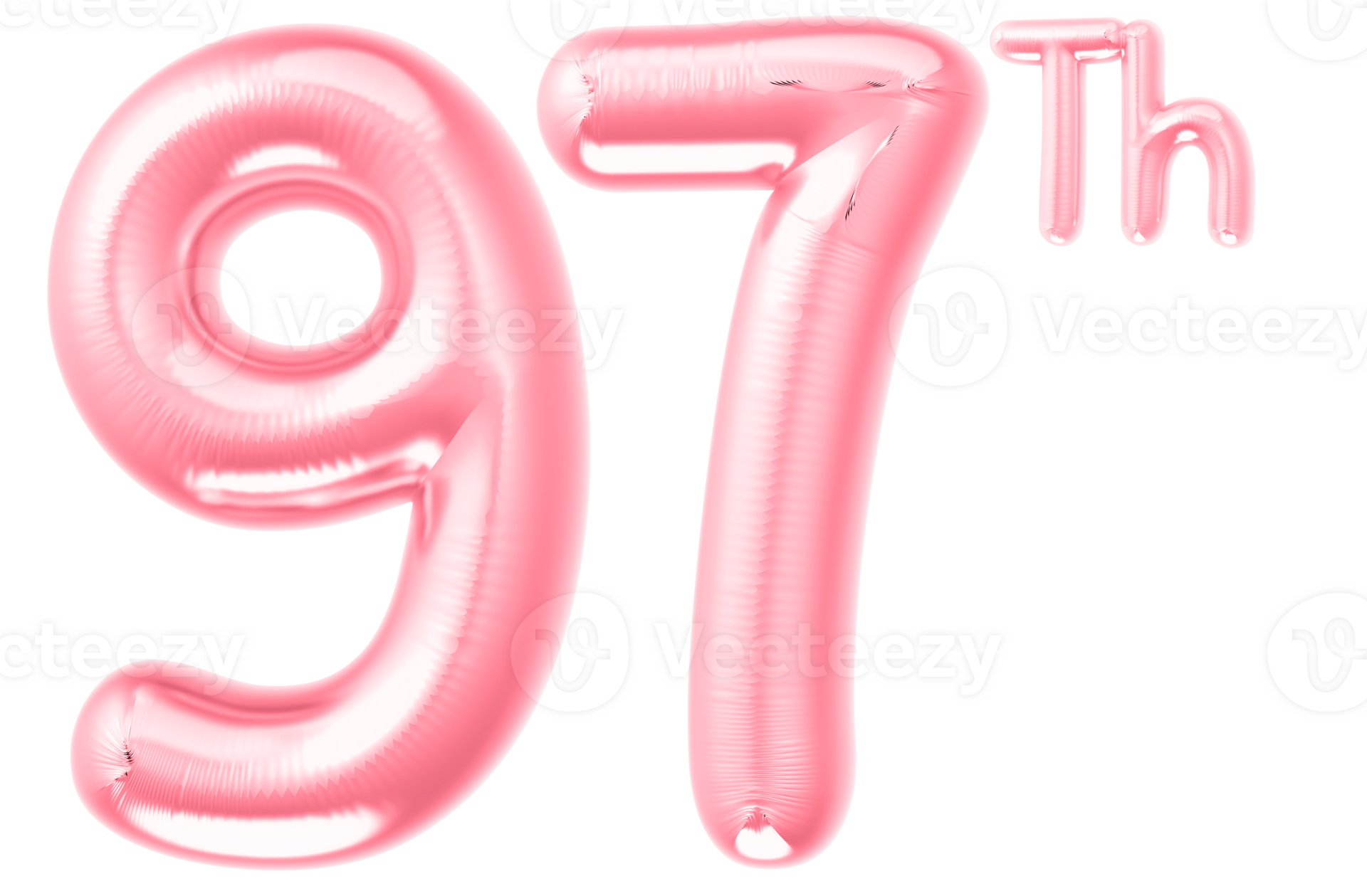 pink birthday balloons with the number on transparent background