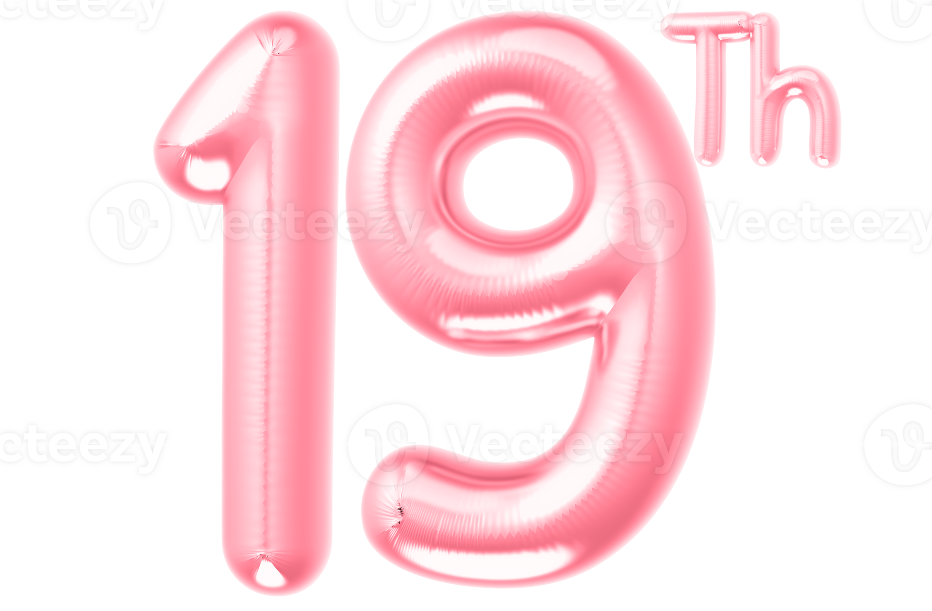 pink birthday balloons with the number on transparent background