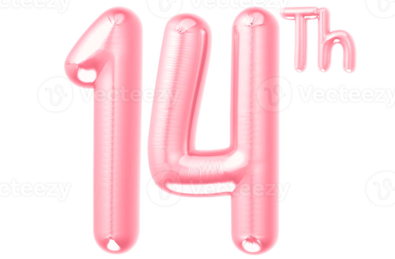 pink birthday balloons with the number on transparent background