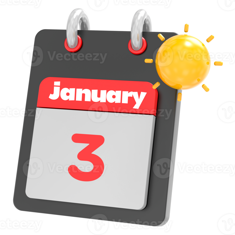 Januar Symbol Kalender Clip Art 3d machen png