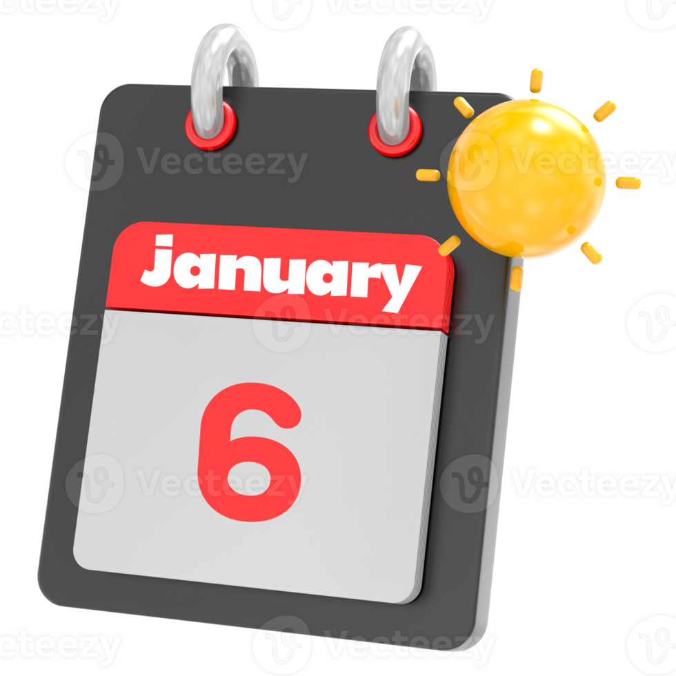 january icon calendar clipart 3d render png