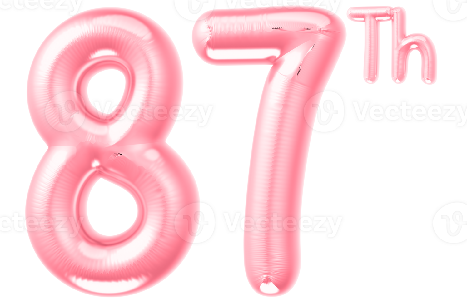 pink birthday balloons with the number on transparent background