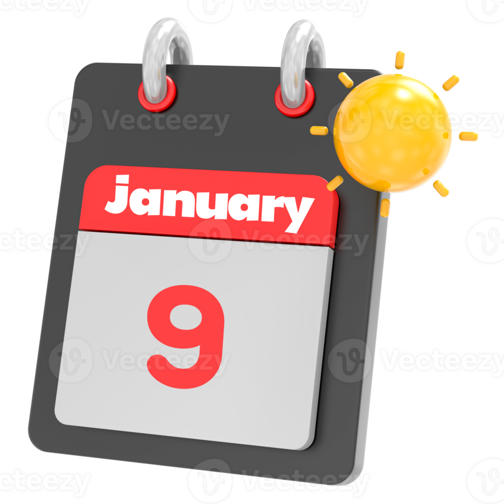 january icon calendar clipart 3d render png