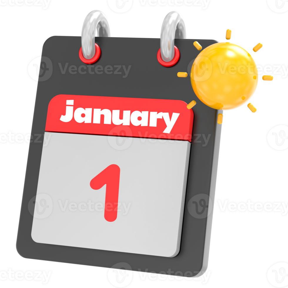 january icon calendar clipart 3d render png