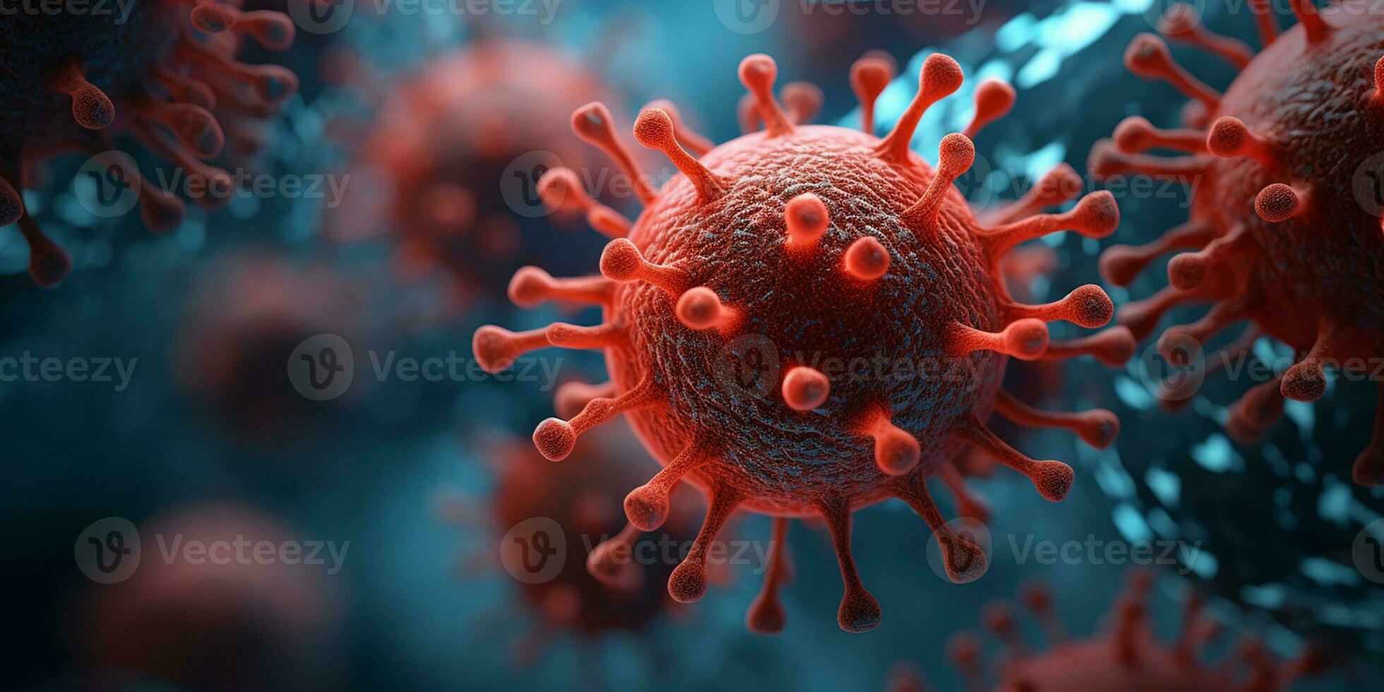 AI generated realistic image of a virus, corona virus. macro photography. photo