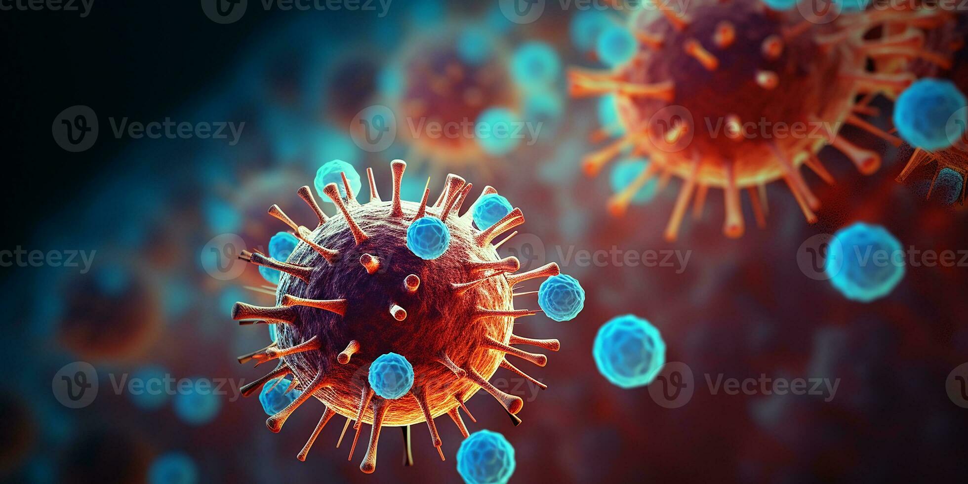 AI generated realistic image of a virus, corona virus. macro photography. photo