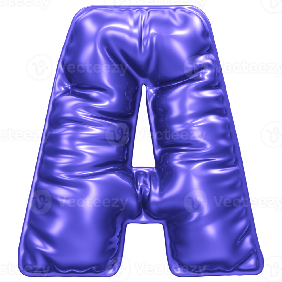 une lettre une dans bleu Plastique sur une transparent Contexte png